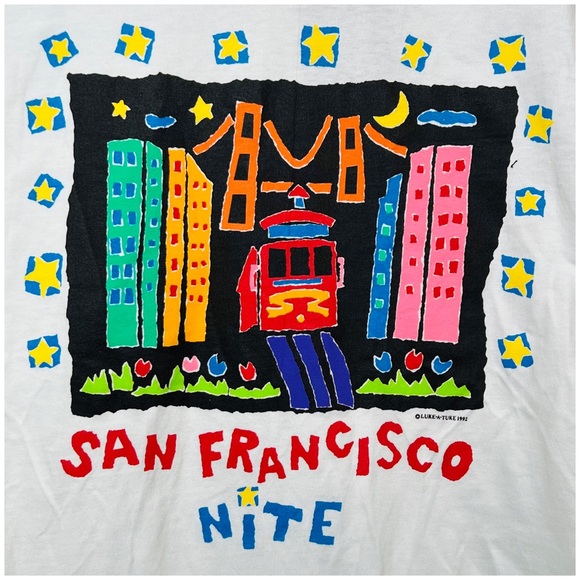 Vintage San Francisco Nite Shirt Women Small Hanes Tee 1992 Cable Car-NWT - Picture 3 of 5